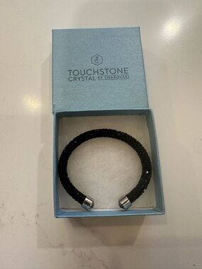 Touchstone Crystal Black Sparkle Cuff Bracelet
